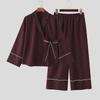 INCERUN Two Pieces Outfits Men Long Sleeve Kimono Shirt and Long Straight Pants Sets