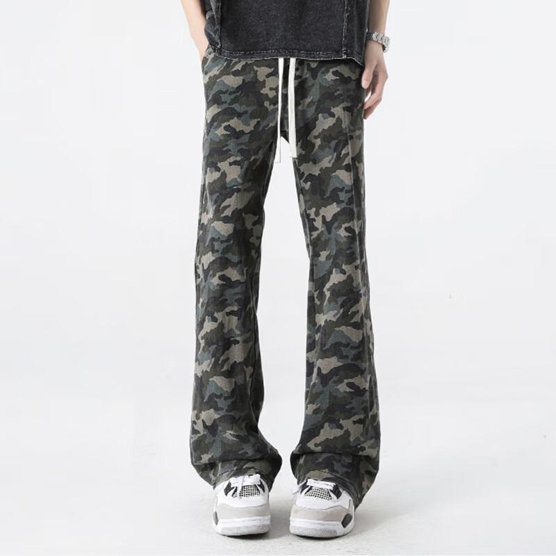 Patova Men's Slim Fit Camouflage Micro-Flare Pants