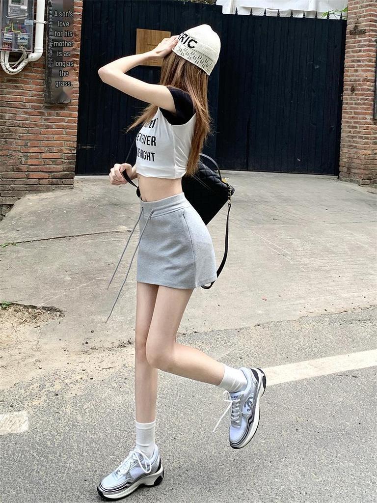 2024 Women's High Waist Petite Sport Skirt with Anti-Exposure