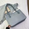 Casual PU Women's Shoulder Bag Large Capacity Black Beige Blue Shopping Bag Minimalist Design Tote Bag