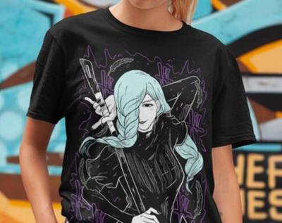 Vintage Anime T-shirt: Black Swordsman Graphic Tee