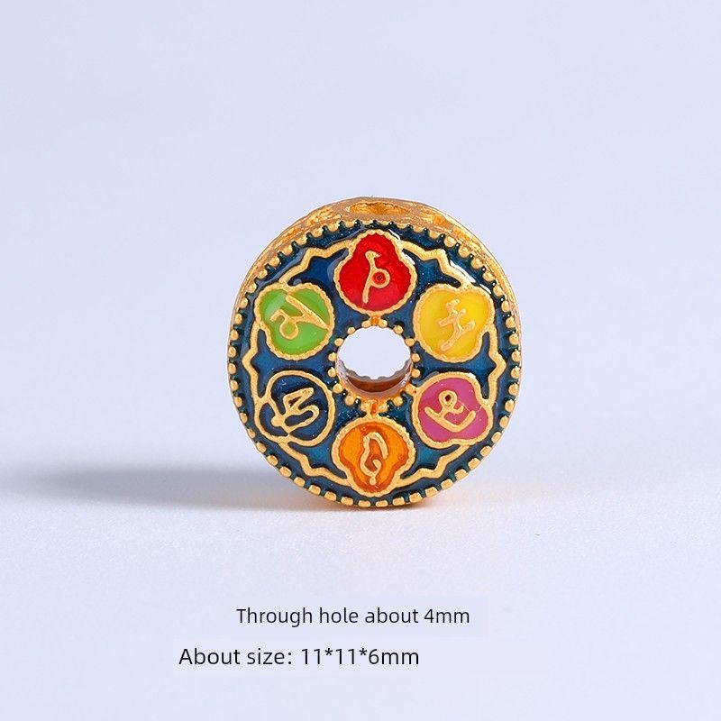 

Fad Ancient Gold Burning Blue Six Words Mantra Lucky Beads Spacer Beads Barrel Shaped Bead Bracelet DIY Accessories Braided Rope as Right as Rain A10/1