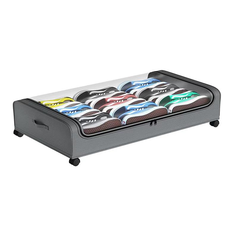 2 Pack Under Bed Storage Container with Lids and Wheels 60L Under Bed Storage Organizer Bins, Rolling Underbed Storage for Clothes, Shoes, Blankets