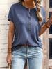 2023 Summer Fashion Women's Solid Color Short Sleeve Top European American Style Twist Button Design