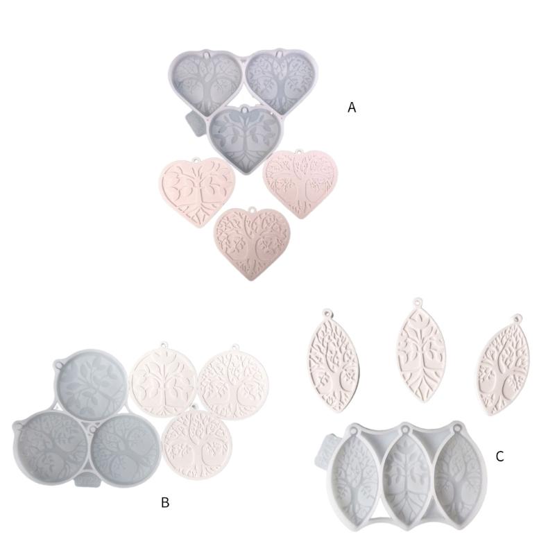 Keychain Resin Mold Life Tree Keyring Silicone Molds Epoxy Resin Casting Mold Pendant Mould with Hole for Jewelry Making
