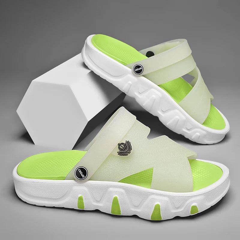 

High Quality Thick Bottom Leather Non-slip Wear-resistant Sandals 2025 Summer Hot Sale Mens Sandals Hand Stitched Beach Slippers 38-39