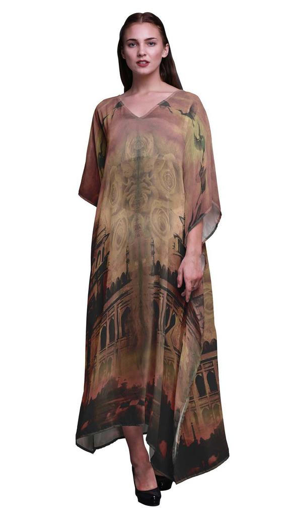 Phagun Mughal Monuments Ladies Kaftan Holiday Loungewear Maxi Dress Beach