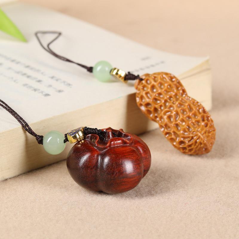 Sandalwood Peanut Phone and Car Keychain Pendant – Creative Gift for Men and Women