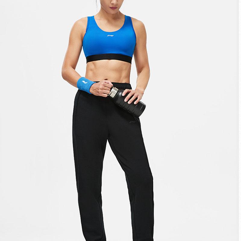 Li-Ning Plain Sweat-Absorbing Tapered Knit Sports Pants Women Bottoms Black AKLU106-1
