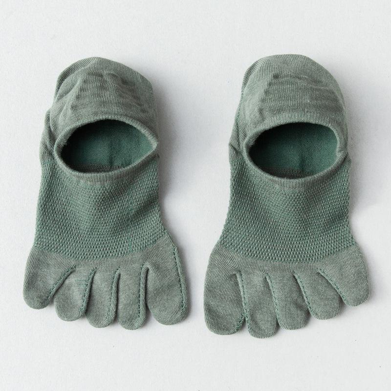 Men's Summer Thin Cotton Five-Finger Socks - Sweat-Absorbent, Non-Slip, Low-Cut, Invisible Mesh Toe Socks