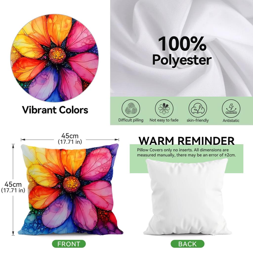 Color Abstract Floral Design Cushions Pillowcase Polyester Cushion Cover Throw Pillow Sofa Decoration Pillowcover Home Decor