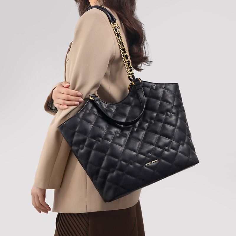 Bag Women's New Women's Bag Autumn and Winter Leather Shoulder Bag Large Capacity Rhombus Tote Bag Large Bag