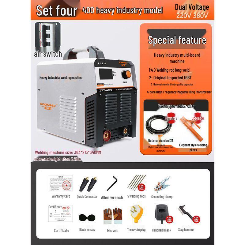 220V/380V Dual Voltage Portable Welder - Pure Copper, Industrial Grade, Household/Small Use, 315 Model