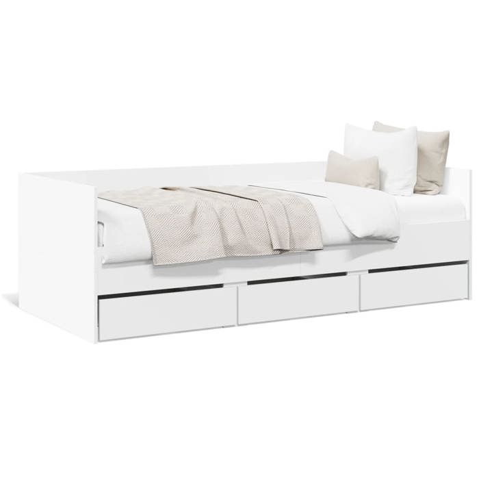 VidaXL Daybed with Drawers, Sofa Bed with Storage, Guest Bed, Living Room Bedroom Furniture, Modern, White 3280811