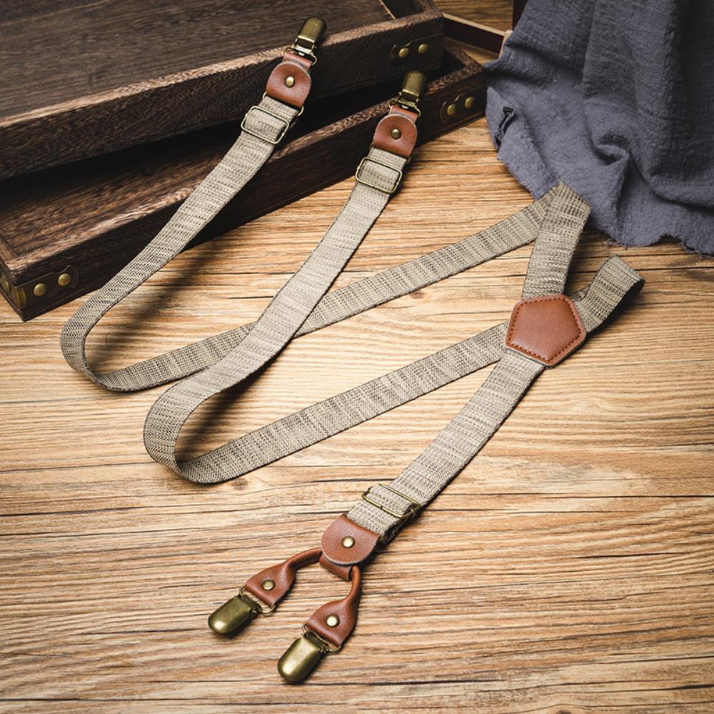 Metal Clip Suspenders for Men Retro Stripe Suspender Clip Casual Y-Type Suspenders  Gift