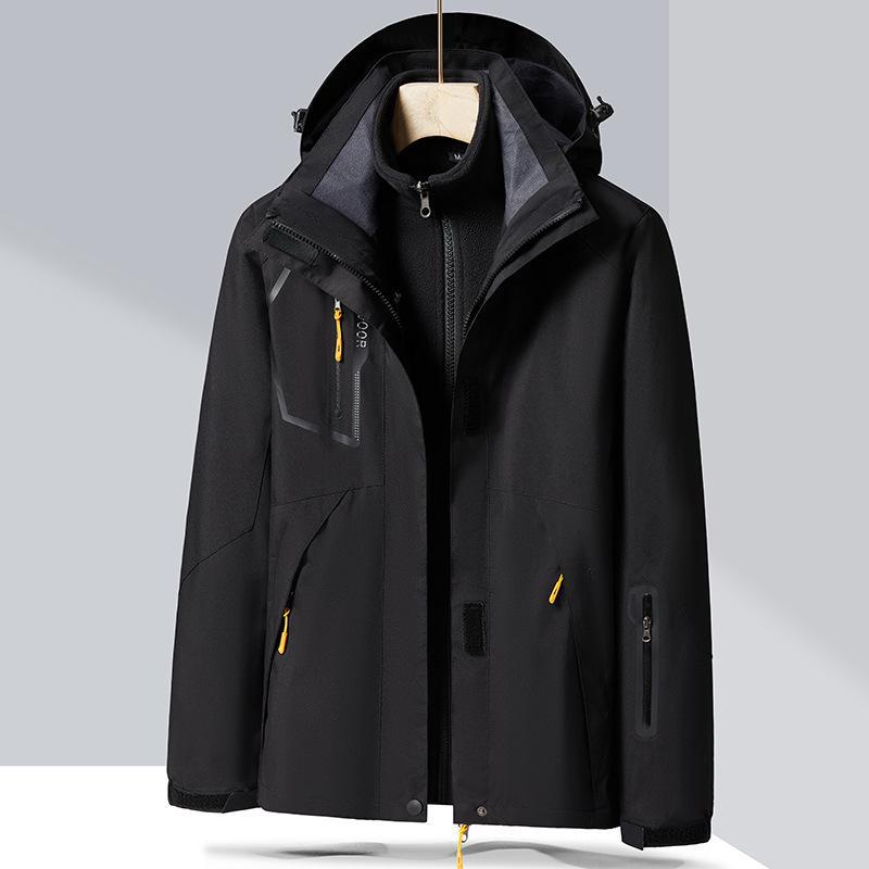 

2023 Уличная ветрозащитная водонепроницаемая дышащая куртка унисекс 3 в 1 Female, 5XL чёрный