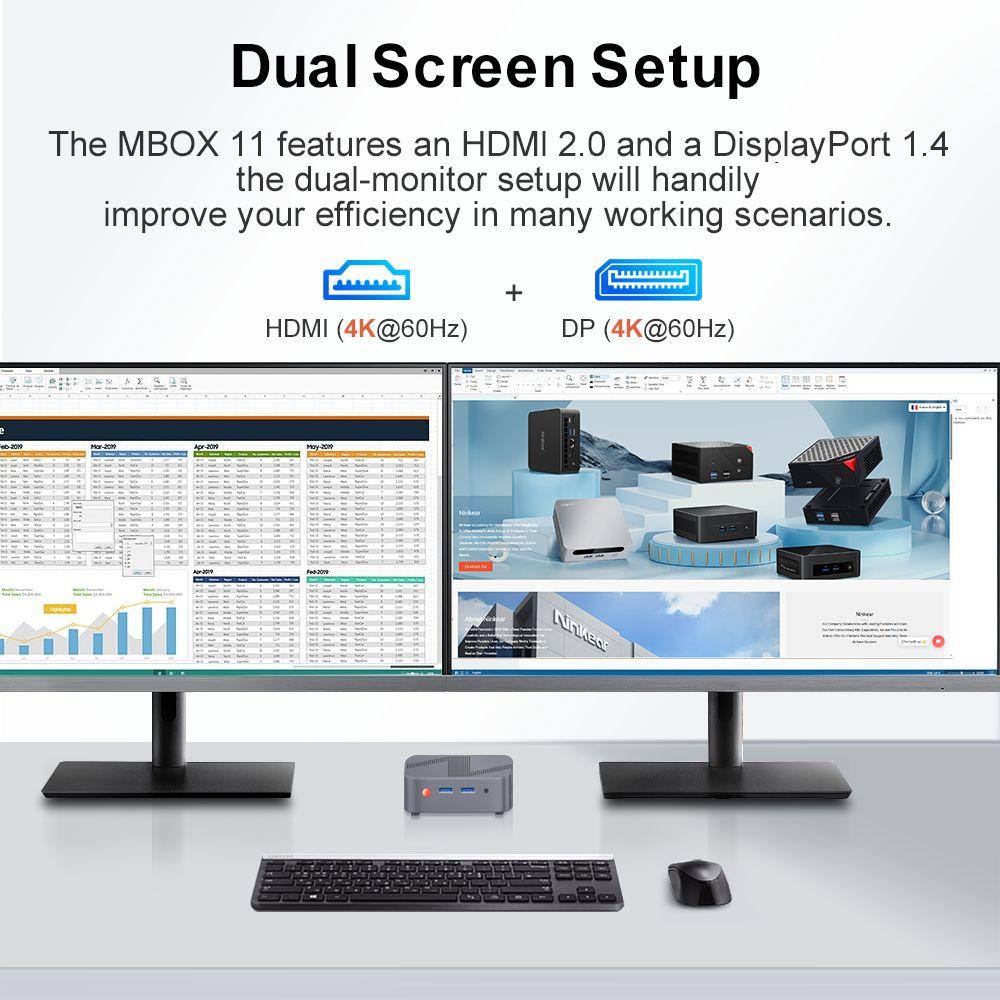 Ninkear MBOX 11 Mini PC, Intel Twin Lake N150 4 Cores Max 3.6GHz, 16GB RAM 512GB SSD, HDMI2.0 + DP1.4 (4K@60Hz) Dual Screen Display