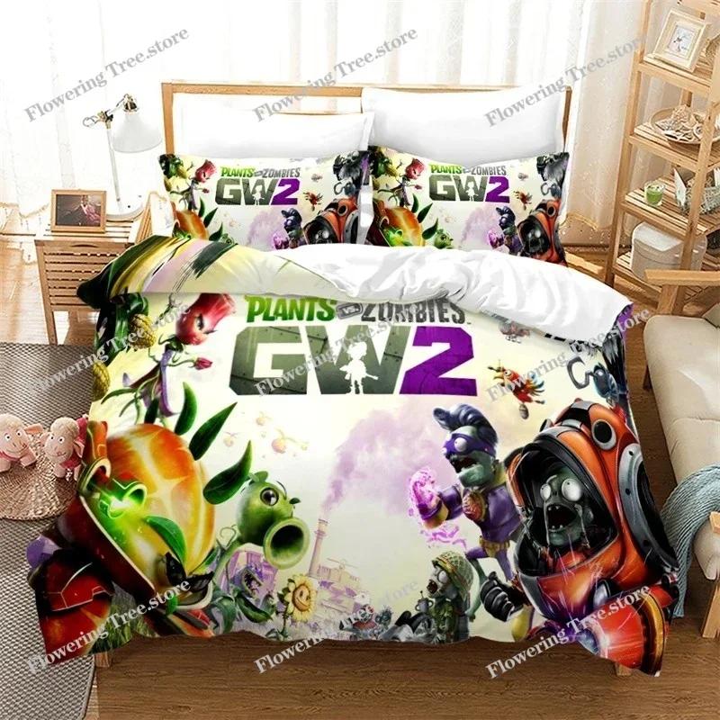 New Plant Zombie Pattern Cartoon Duvet Cover Set Pillowcase Twin Full Queen King 3d Bedding Set Single Double Size Home Textile