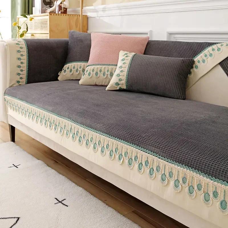 

Флисовый чехол для дивана, Нескользящая клетчатая подушка для дивана, элитная универсальная мебель для гостиной, пыленепроницаемое полное покрытие, 1/2/3/4 сиденья 70x70