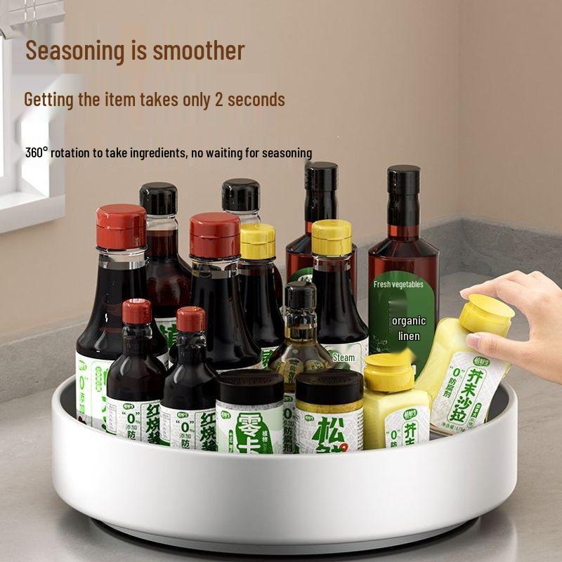 Rotating Kitchen Spice Rack: Stainless Steel Tray for Oil, Salt, Soy Sauce, Vinegar, and Seasonings