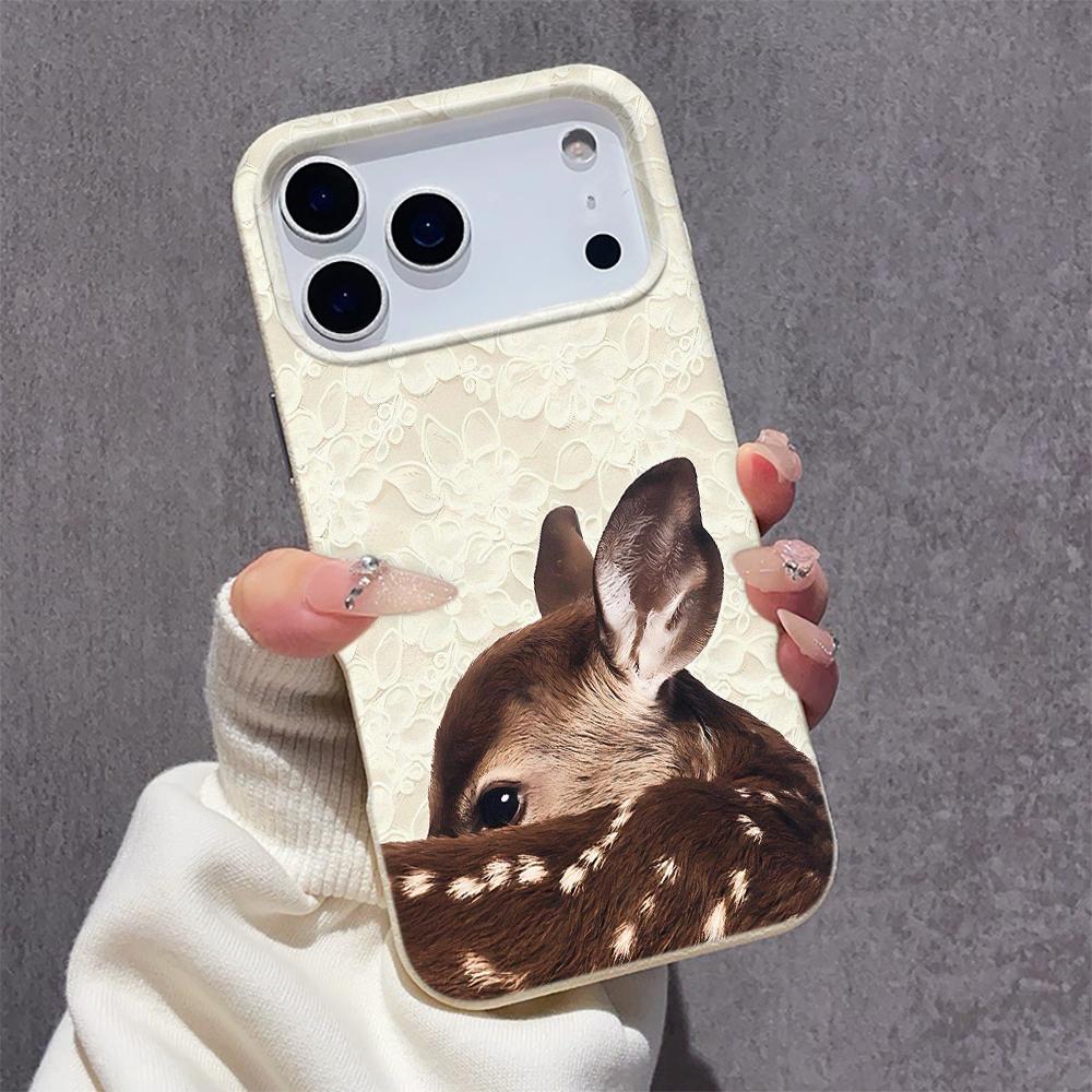 Lace Moose Phone Case For IPhone 16 15 14 13 12 11 Pro Max 17 14 Plus 16e Soft Shockproof Bumper Silicone Back Cover