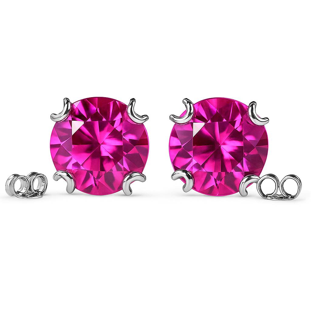 44.15 Ct Natural Pink Ruby Round CERTIFIED Beautiful Earring Pair Gift For Mom