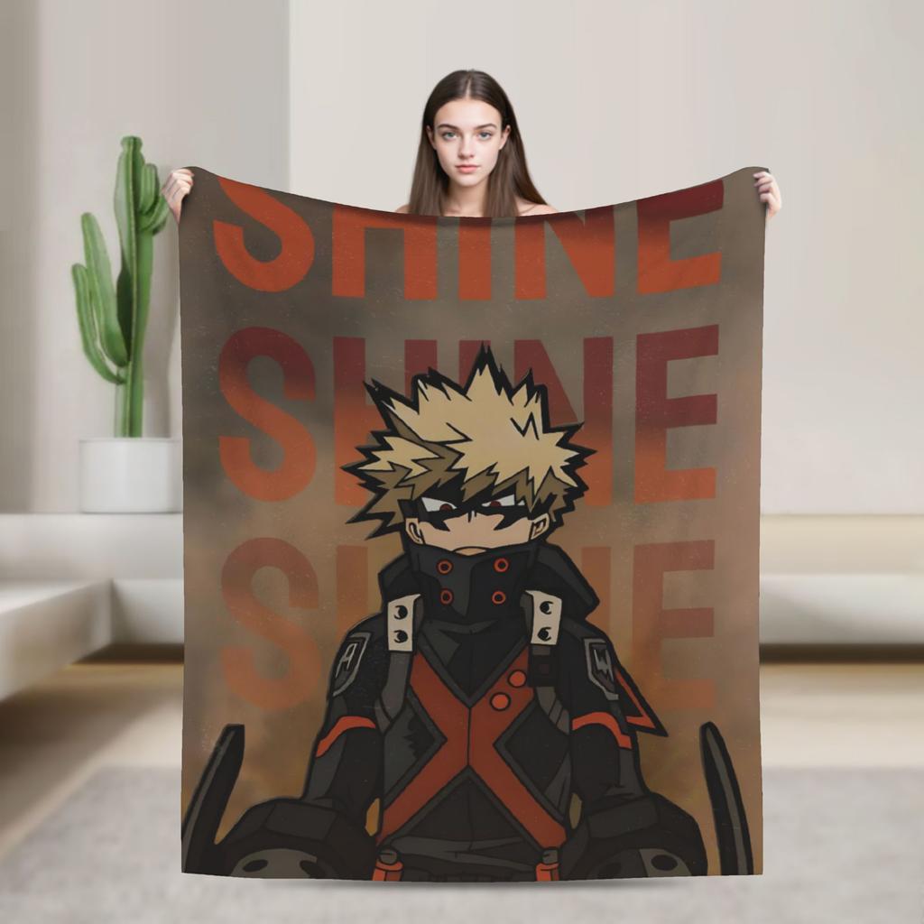 Katsuki Bakugo Anime  Blanket  Warm Soft Funny Plush Bedding Throws For Home Decor Travel Office Flannel Bedspread Bed Cover
