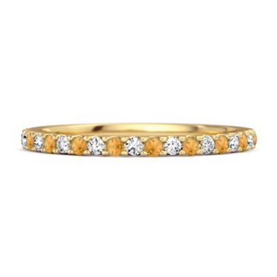 Citrin mit weißen Akzenten Eternity Bandring - 925er Sterlingsilber Gold Vermeil