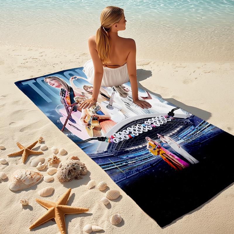 1pc Taylor Swift2 Beach Towel, Comfortable and Thick, and Swimming/Bath/Picnic/Camping Towel, Suitable for Seaside Beaches