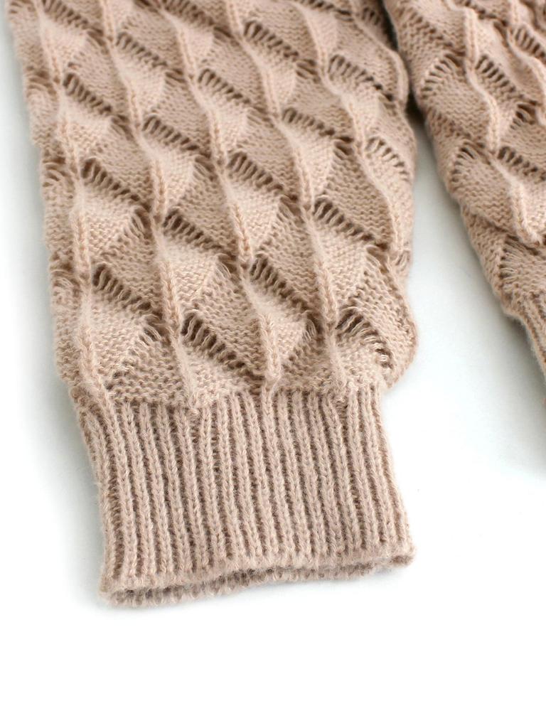 Women's V-neck Long Sleeve Knit Sweater Pullover for Spring and Autumn