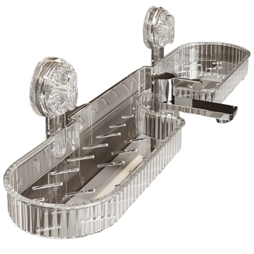 Non-punching Bathroom Storage Shelf Suction Cup Toilet Washstand Organizer  Sink