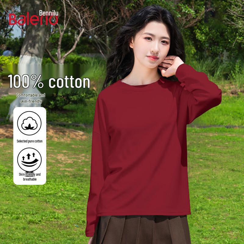 

Baleno Women s 2025 New Pure Cotton Long-Sleeve Round Neck T-Shirt 2XL