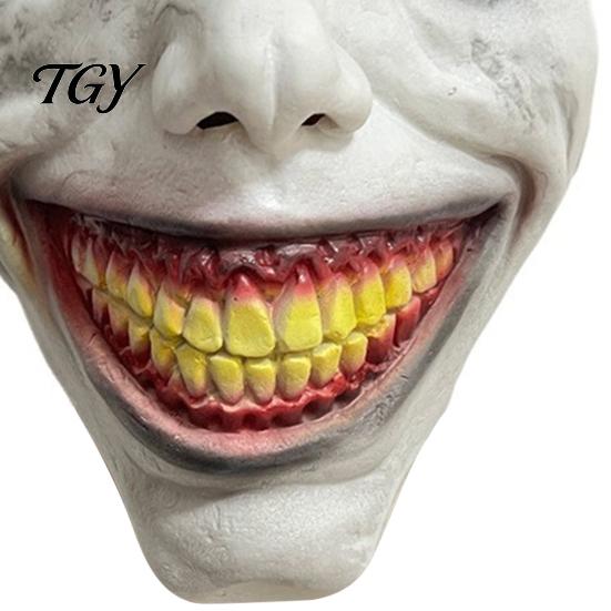 Creepy Evil Smile Cosplay Props Halloween Exorcist Mask, Double Layer Jack Latex Face Realistic Horror Masks Headpiece for Party, Scary Prop