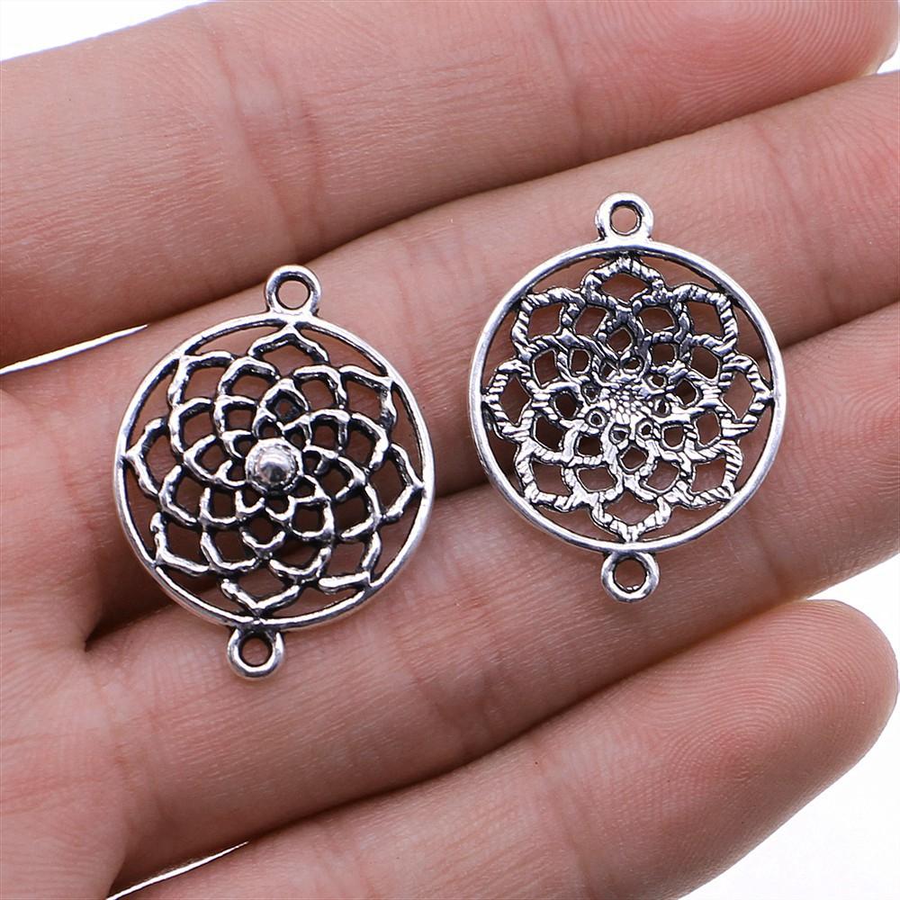 10pcs Charms Motif Antique Silver Color Motif Pendant Charms Flower Charms For Jewelry Making
