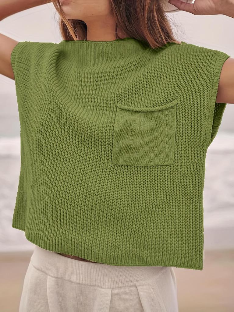 Women's Sleeveless Knitted Pullover: Versatile Round Neck Sweater
