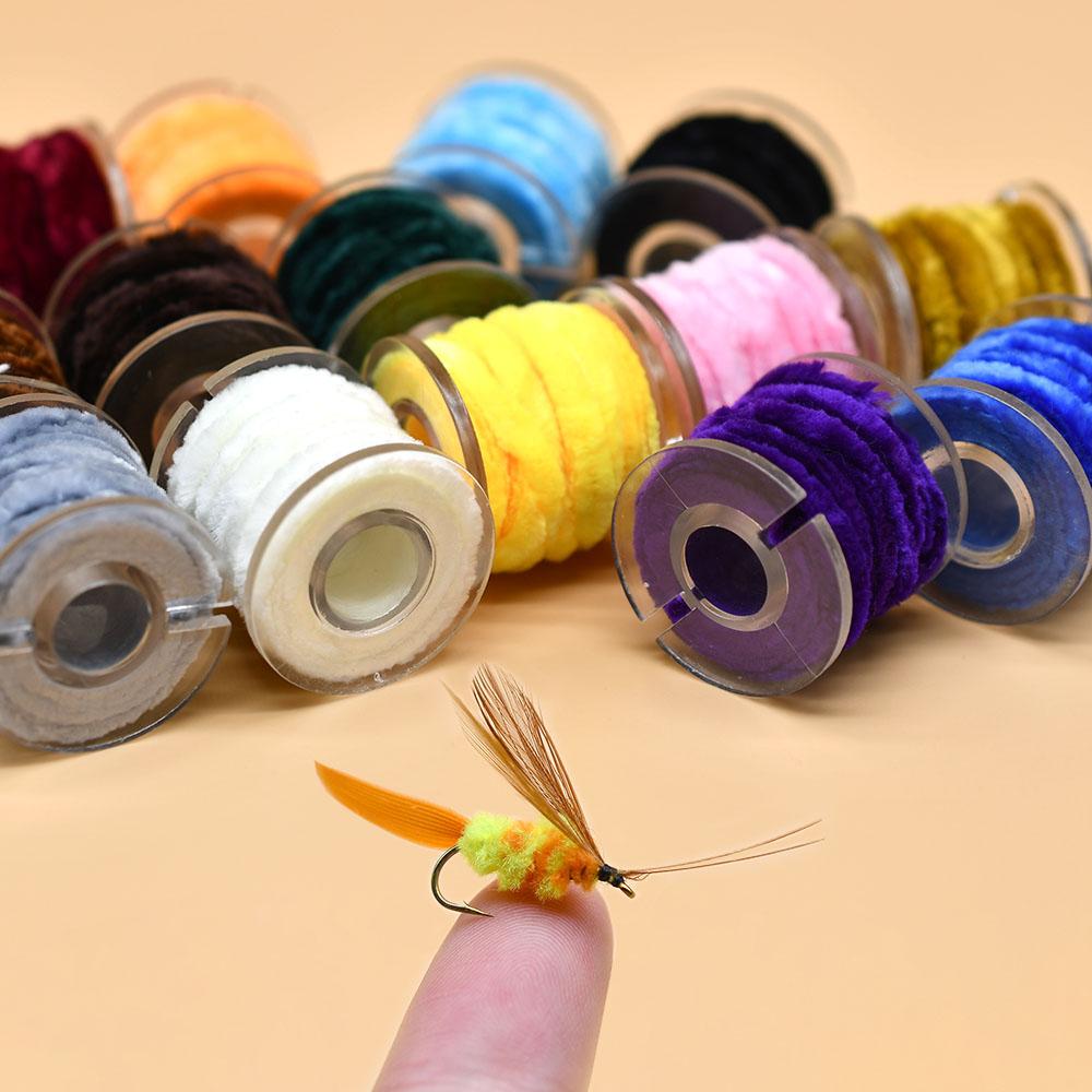 15 Spools Multi Colors Tinsel Chenille Line Crystal Fly Fishing Tying Material for Nymphal Scud