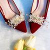 Wedding Shoes Women's Show Clothes Wedding Dress Two Wear Winter New Floral Flower Red Bridal Shoes Stiletto High Heels