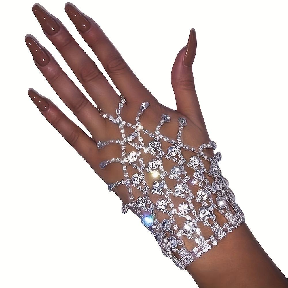 1pc Shiny Copper Rhinestone Hollow Tassel Bracelet, 2 Colors Available, Ideal for Parties, Weddings & Stage Shows