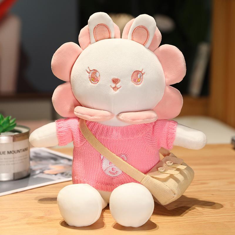 Cute Sun Flower Drag Rabbit Plush Doll Doll Creative Children's Rag Doll White Rabbit Birthday Gift