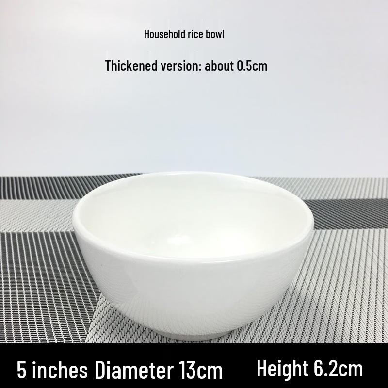 

White Ceramic 5-inch Thickened Rice Bowls (10-Pack)