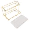 Bathroom Storage Rack Gold White 2 Tier Makeup Shelf Humanized Structure Anti Slip Counter