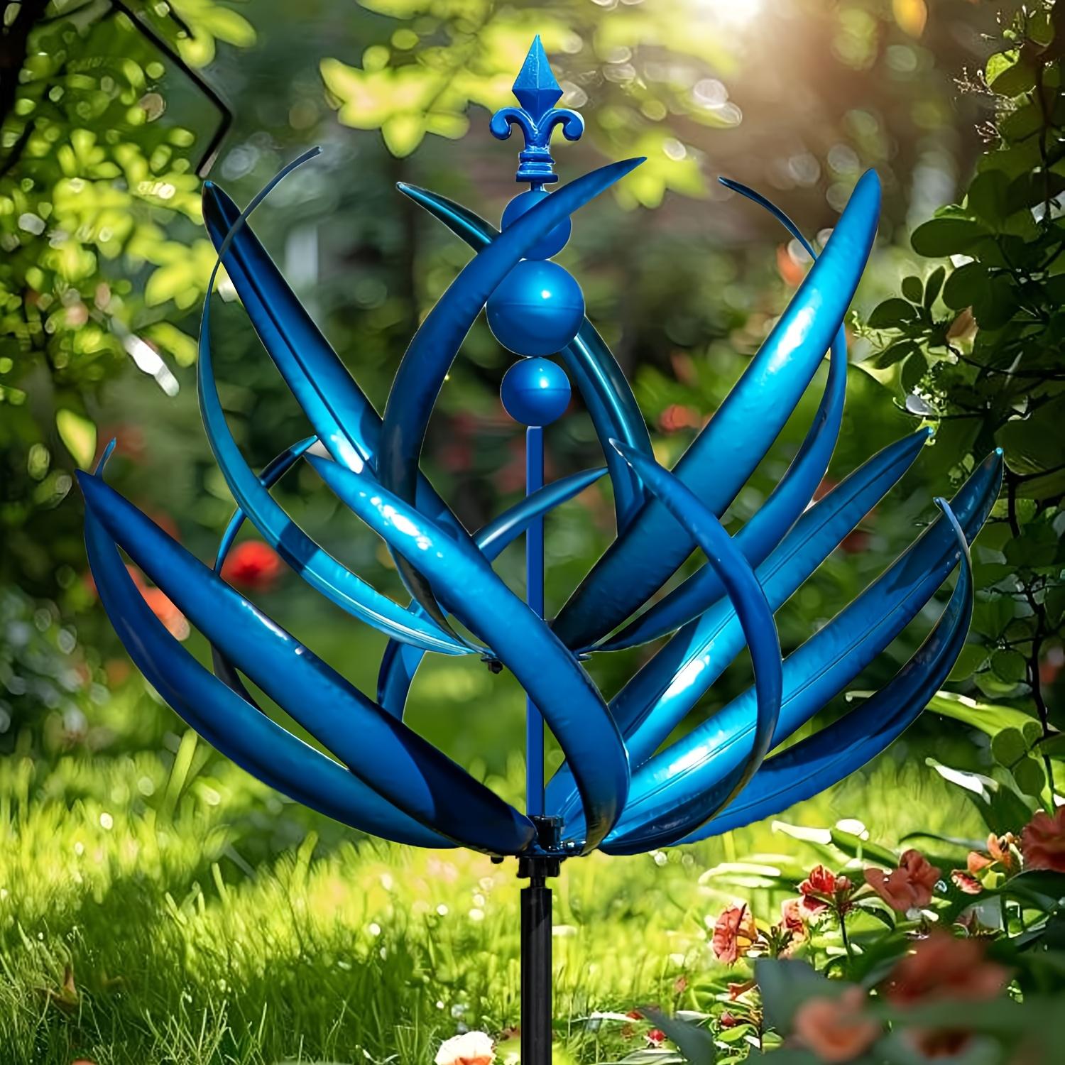 Enchanting Blue Wind Spinner - Metal Kinetic Sculpture for Outdoor Decor, Perfect for Yards, Patios, Lawns & Gardens, No Power Needed синий