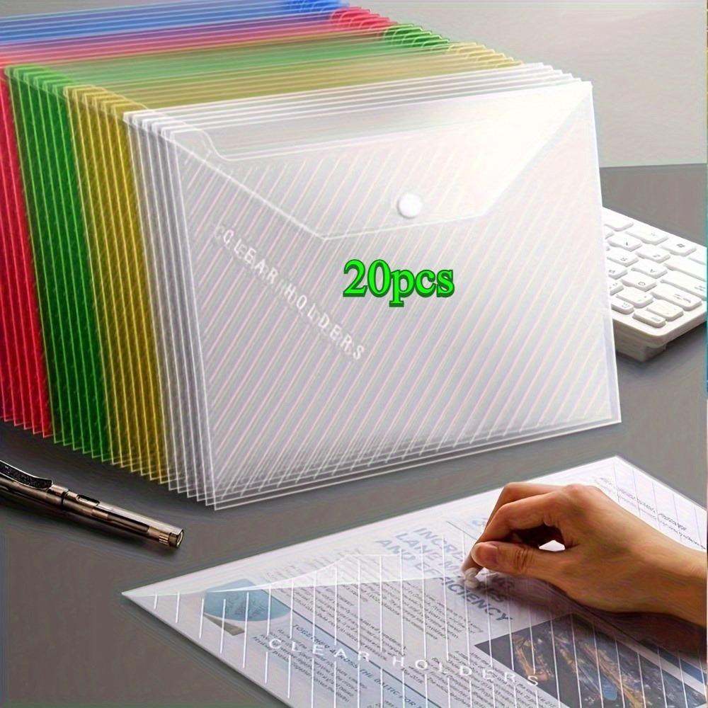 

Set of 20 A4 File Folders with Snap Buttons , Ideal for Storing Exam Papers, School Materials, And Organizing Office Documents