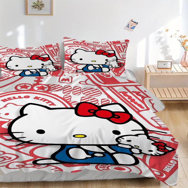 

3 шт. Милый дизайн Hello Kitty Печатный комплект одеял Мягкое и удобное покрывало для спальни, гостевой комнаты Комплект постельного белья W022 135x200cm