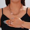Luxurious Geometric Rhinestone Pearl Jewelry Set: Necklace, Bracelet, Earrings