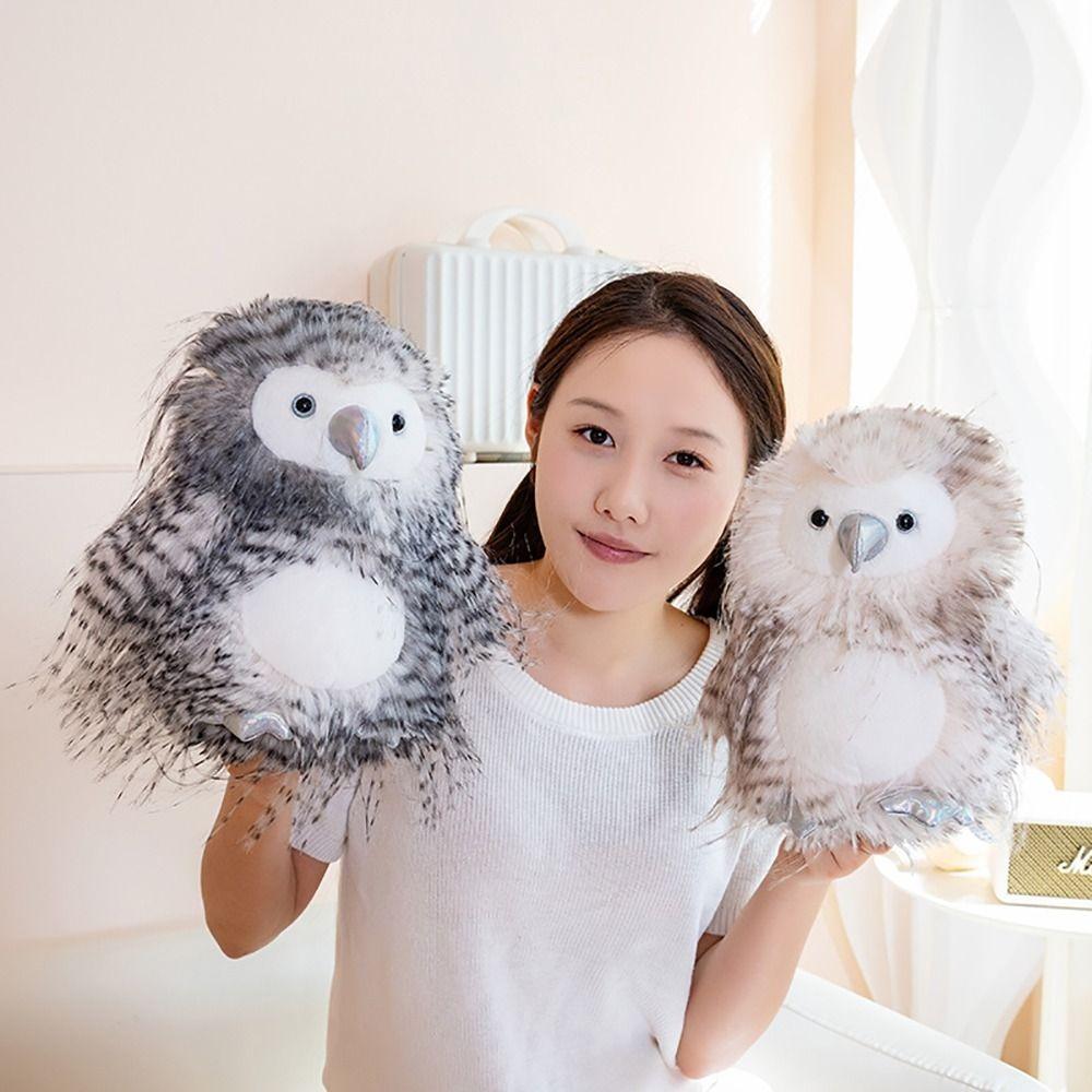 Soft Plush Owl Stuffed Doll Hairy Soft Owl Toy Cute Simulated Owl Plush Toy Desktop Ornament