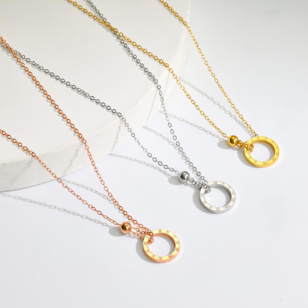 Cold Wind Roman Small Gold Ring Necklace Titanium Steel Collarbone Chain Women'S Niche Design Does Not Fade