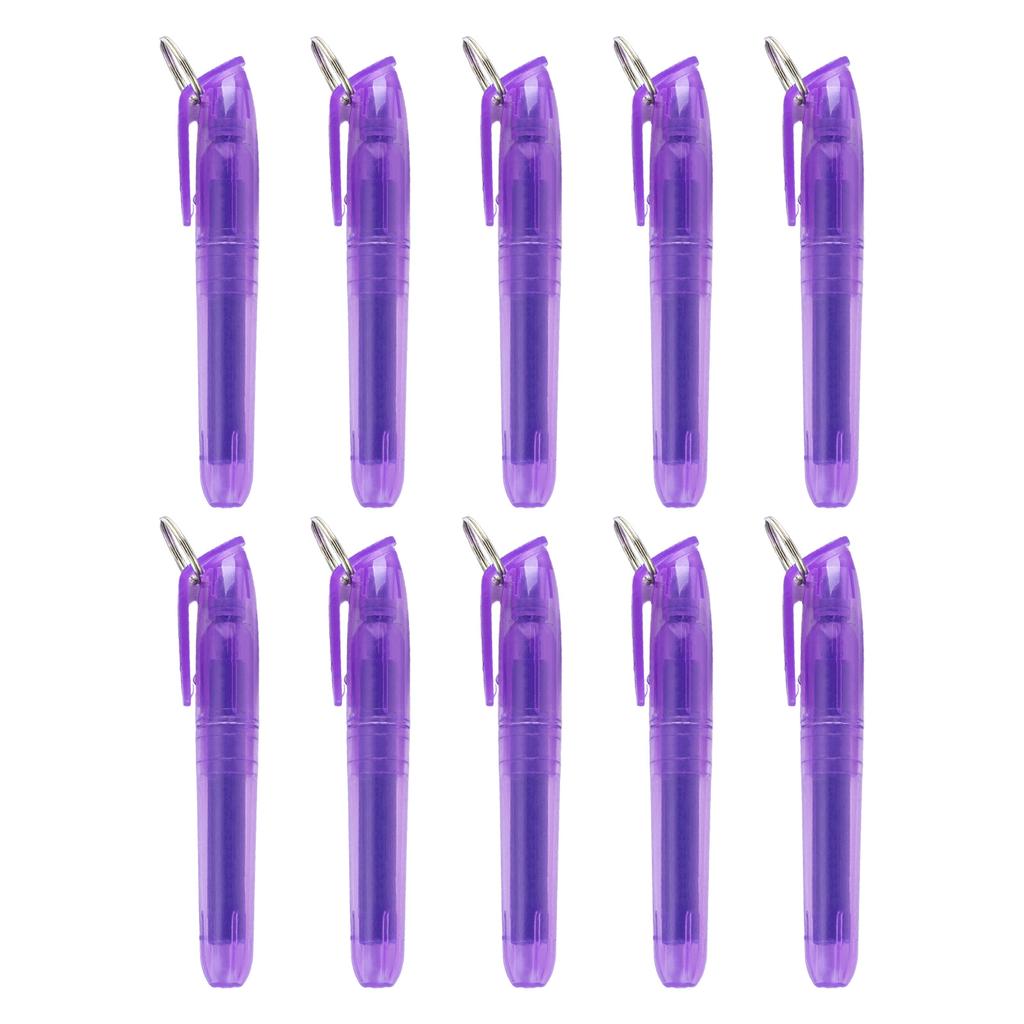 10Pcs Colorful Highlighter with Metal Round Keyring Chisel Tip Marker Pen Quick Drying for Scrapbooking Calendar Journal