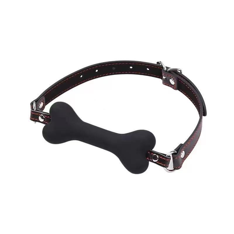 Silicone Bone Gag with Nipple Clamps - Adult SM Sex Toy for Couples