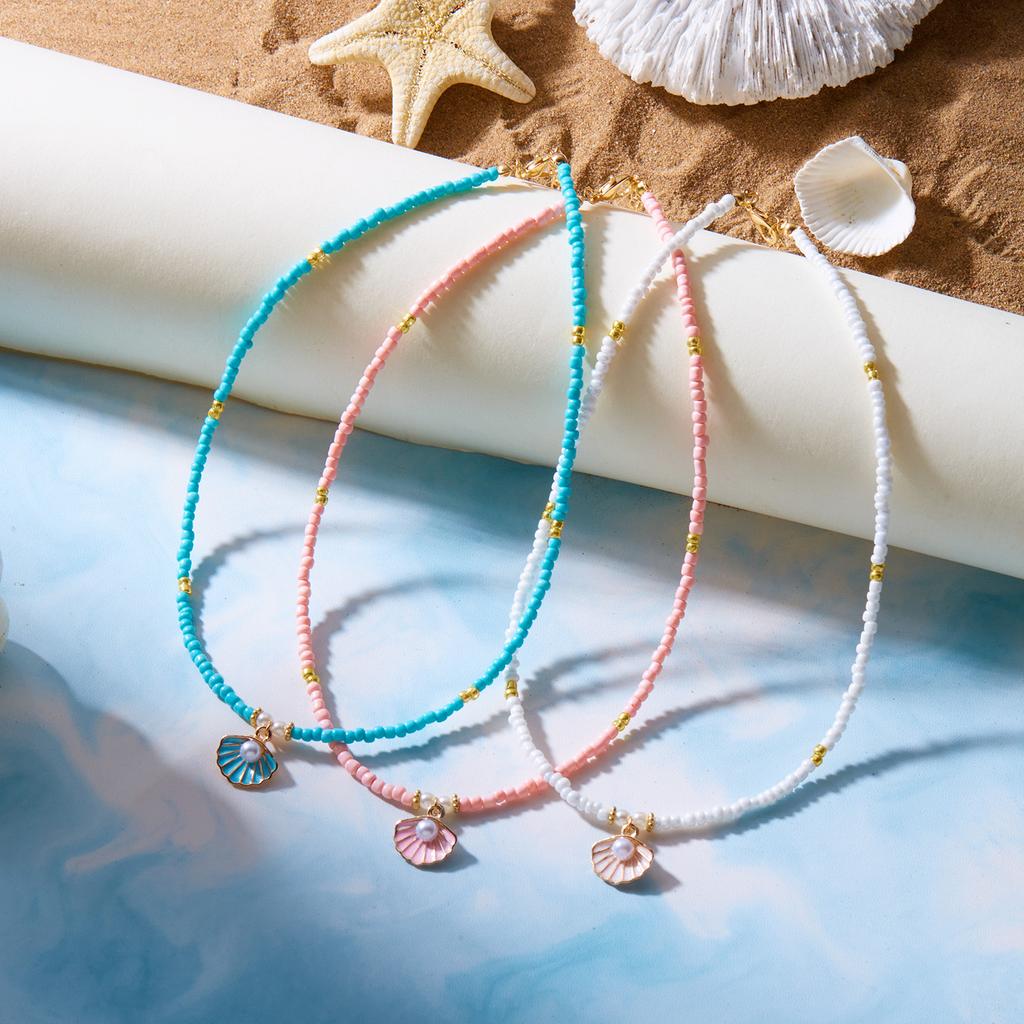Bohemian Multicolor Rice Beads Necklace for Women Girls Handmade Strand Beaded Choker Short Neck Chain Jewelry Party Accessories